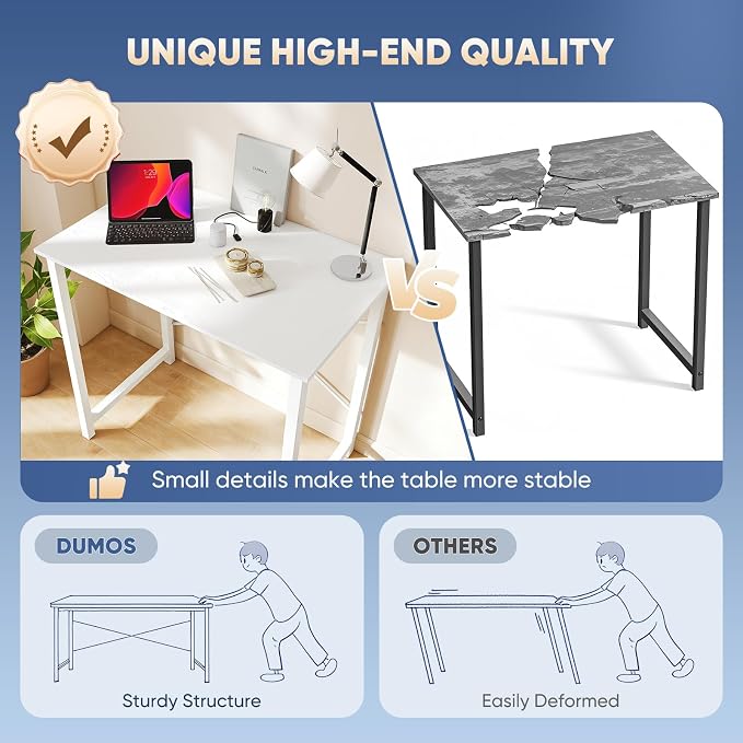 DUMOS 32 in Small Computer Desk for Home Office, Modern Study Work Table Simple Style for Bedroom, Writing Desks with X-Shaped Reinforcement, 2 Pack, White | Modern Study Writing Work Table, Craft PC Desk Simple Workstation with Reinforcement Structure...