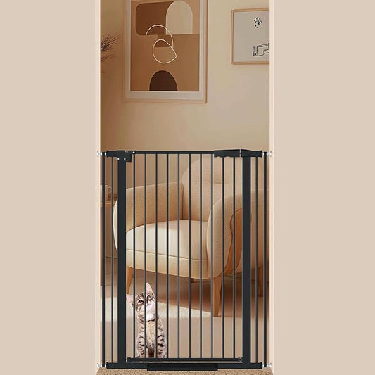 40.55" Tall, 30.11-34.05 Inch Wide, 1.37" Ultra Narrow Spacing Dog Pet Baby Gate Indoor for Doorway Hallway, Pressure Mounted 31 32 33 34 Inches Wide Black