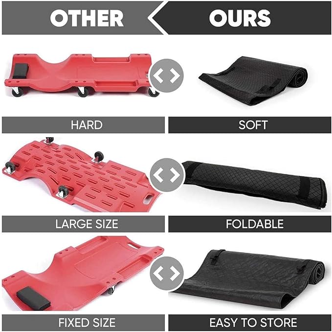 Creeper Pad Car Repair Creeper Mat Black Automotive Creeper Rolling Pad for Working On The Ground 70X150CM Working Excellent Car Repairing
