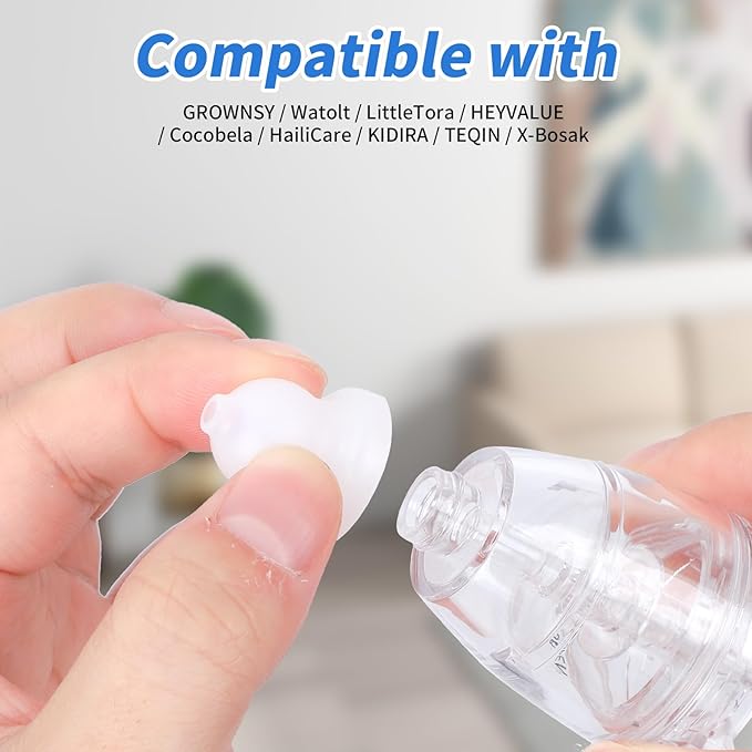9 Pcs Electric Nasal Aspirator Replacement Tips, Silicone Nose Sucker Head Part for Baby & Toddlers Compatible with GROWNSY Watolt LittleTora HEYVALUE Cocobela HailiCare KIDIRA TEQIN X-Bosak
