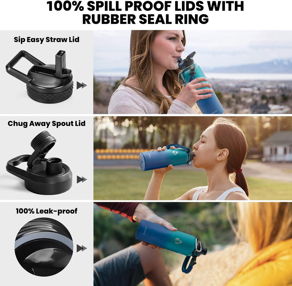 RAYMYLO Insulated Water Bottle - 40 oz Triple Wall Vacuum Stainless Steel | Keeps Drinks Cold for 36Hrs, Hot for 18Hrs