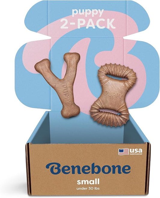 Benebone Puppy 2-Pack Dental Chew/Wishbone Real Bacon Small