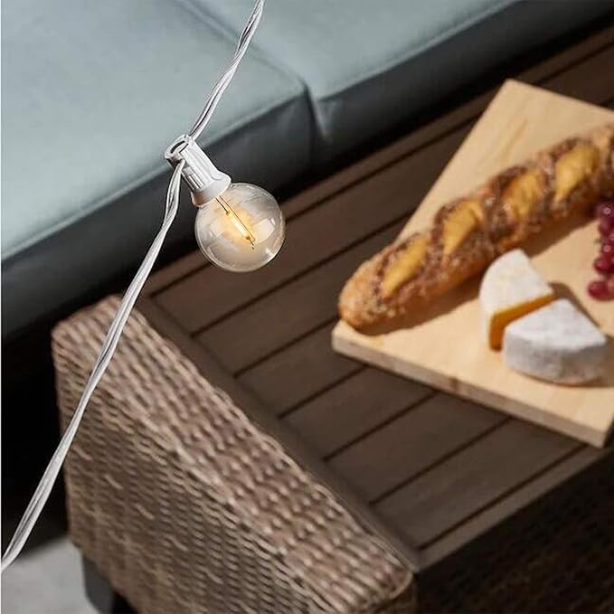 Outdoor Globe String Lights White - G40 Outdoor Lights Patio String Lights Linkable Waterproof with 27 Shatterproof Clear Bulbs(2 Extra) for Wedding Party Pergola Gazebo Lights