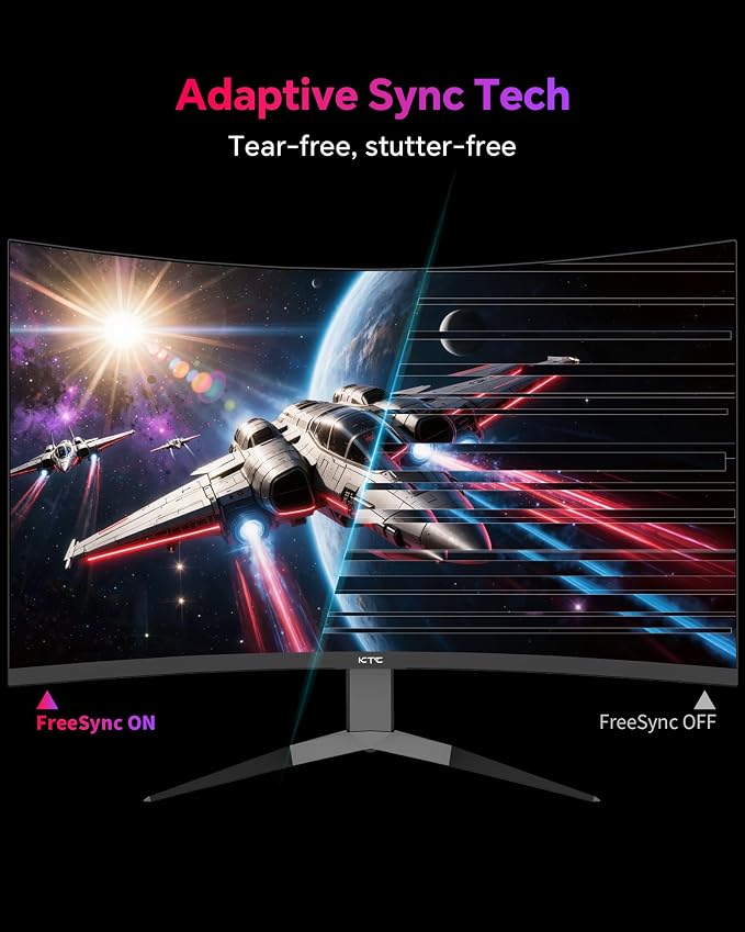KTC 32 Inch 240Hz Curved Gaming Monitor, 2K 1440P PC Computer Monitor 1000R, 1ms (MPRT), 4000:1 Contrast, 122%sRGB, Adaptive Sync, HDMI Display Port, Tiltable, VESA Mount, H32S25E
