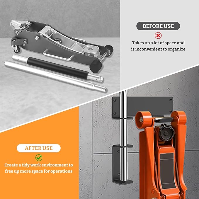 Floor Jack Stand Wall Mount Rack Organizer, Car Hydraulic Trolley Jack Stands Holder, Garage Tool Hangers Jack Stands Holder, Storage Rack Tower Racing Trailer Accessories Tool
