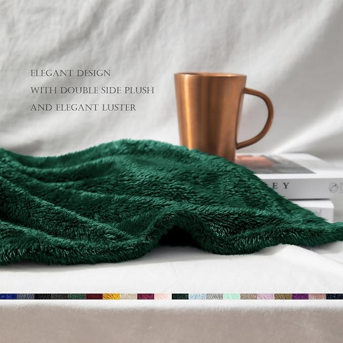 Exclusivo Mezcla Fuzzy Plush Fleece Bed Blanket Twin XL Size, Forest Green | 90x66 Inches, Super Soft and Cozy Bed Blanket, Fluffy Blanket for Bed, College Dorm Room Essentials, All Season