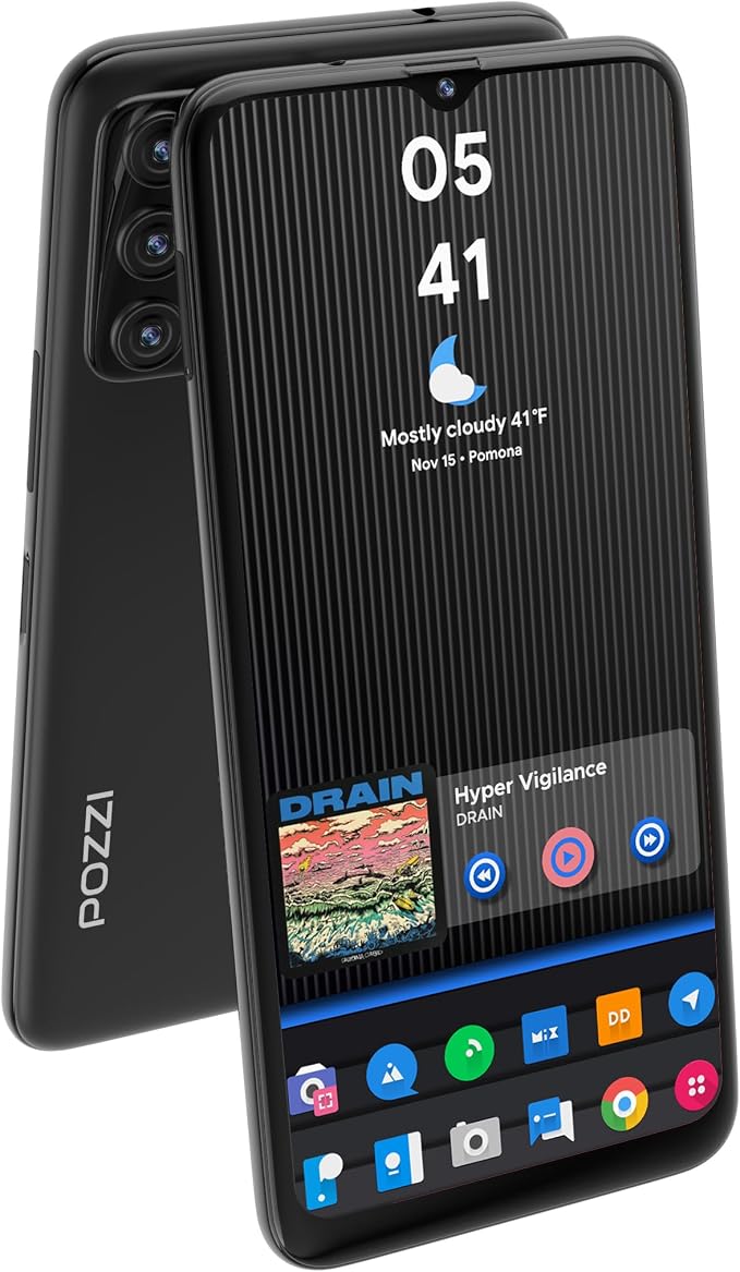 POZZI NEO 1, Unlocked Android Cell Phone for Kids and Seniors, 6.57 inch HD+ Display, 4GB RAM + 64GB, 5000mAh Battery, Dual SIM 4G LTE Smartphone, 16MP Triple AI Camera, Black, T-Mobile