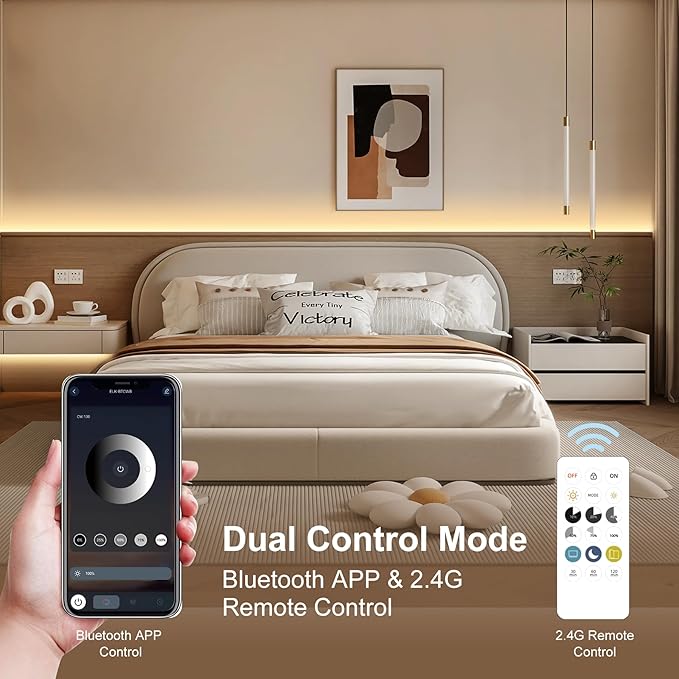 COB LED Strip Light 4000K, 24ft Dimmable Natural White LED Strip Light, CRI92+, DC24V Tape Light with RF Remote, Timer Function, Bluetooth App Control for Home Bedroom Kitchen DIY Lighting.