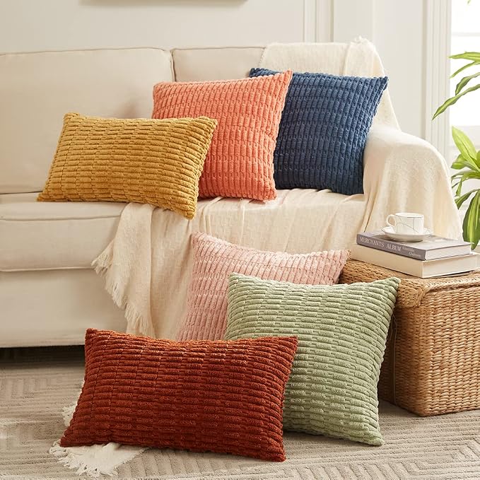 Fancy Homi 4 Packs Decorative Throw Pillow Covers for Living Room Couch Bed, Modern Farmhouse Boho Home Décor Accent Cushion Case, 24" x 12", Mustard Yellow