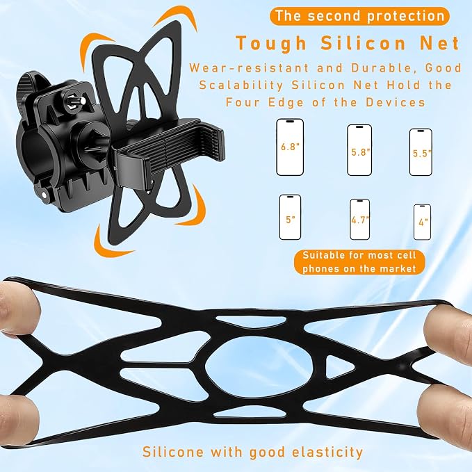 Ziciner 3 PCS Bike Phone Mount Holder Band, Elastic Smart Phone Security Silicone Strap for Motorcycle Bike Phone Mount, Universal Bike Accessories Replacement Parts for Most Cell-Phone (Style 2)