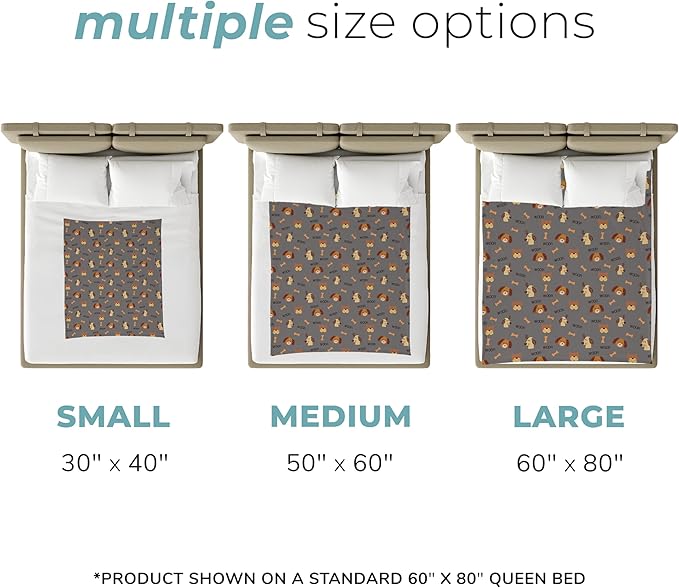Grey Woof Fleece Pet Lightweight Blanket - 60" x 80" - Cute for Dogs - Gifts and Puppy Essentials - Printed in America