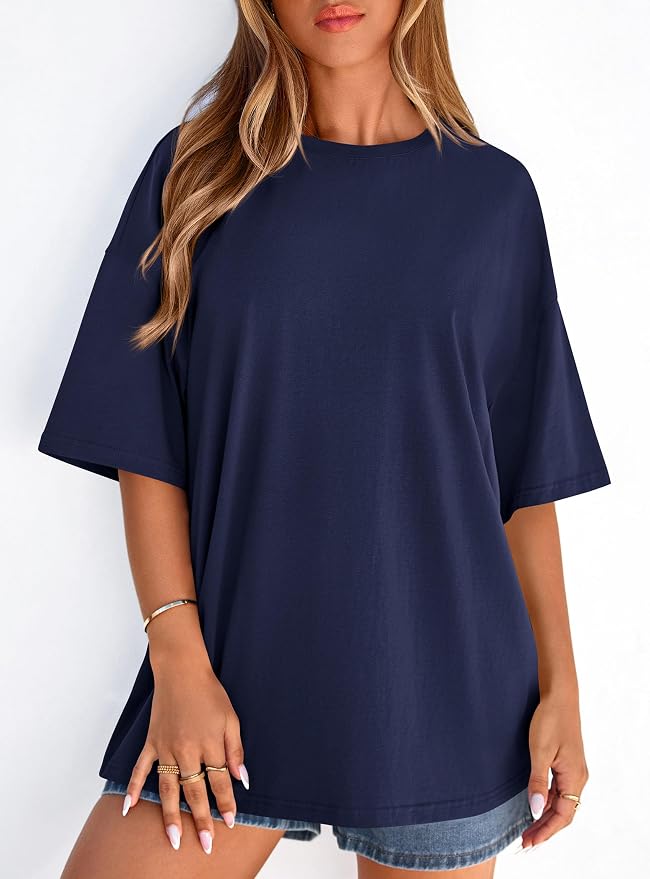 PRETTYGARDEN Womens 2026 Spring Going Out Tops Casual Short Sleeve Crewneck Loose Fit Basic Oversized T Shirts Summer Outfits