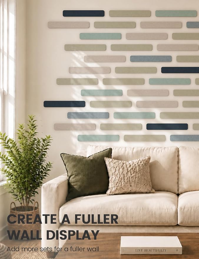 Fluxynara 13" x 2" Felt Wall Panels, Ocean Gradient | 8-Pack Includes 50 Push Pins and Adhesive Tabs for Photos, Notes and Decor in Bedroom Doors, Home Office or Studios