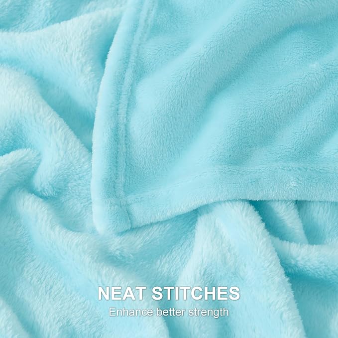 Hansleep Throw XL Robin Egg Blue Fleece Blanket, Soft Flannel Bed Blanket | Fuzzy Cozy Blanket 50x70 Inches, Multi-use for Bed, Sofa, Couch, Travel, Camping, All Season Warm Lightweight Cover