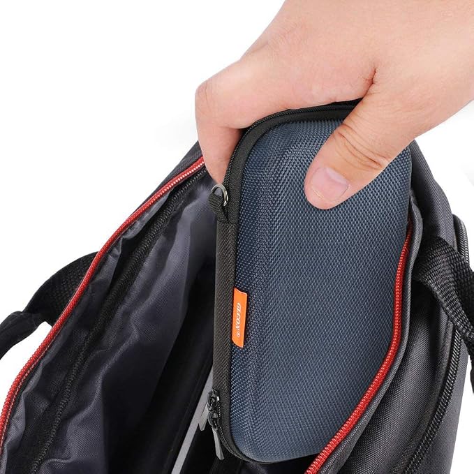 Hard EVA Protective Case - GLCON Portable Storage Case for Charging Cable, Power Bank, Hard Drive, Cell Phone, External Battery - Small Travel Case Mesh Inner Pocket + Zipper Enclosure (Grey Blue)