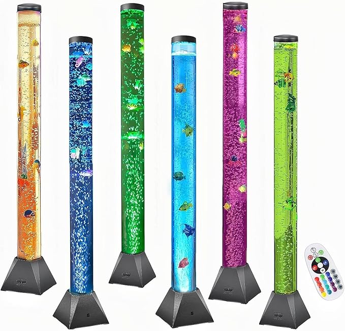 CALOVER Large 4FT Sensory Fish Bubble Tube Aquarium Night Light Tower Lamp Calming Relax for Autistic ADHD Children Alleviating Stress and Anxiety in Adults