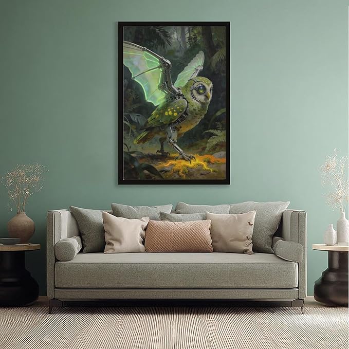 Framed Cyber Fantasy Wall Art for Living Room And Home Office Modern Sci Fi Nature Inspired Decor 16x24in