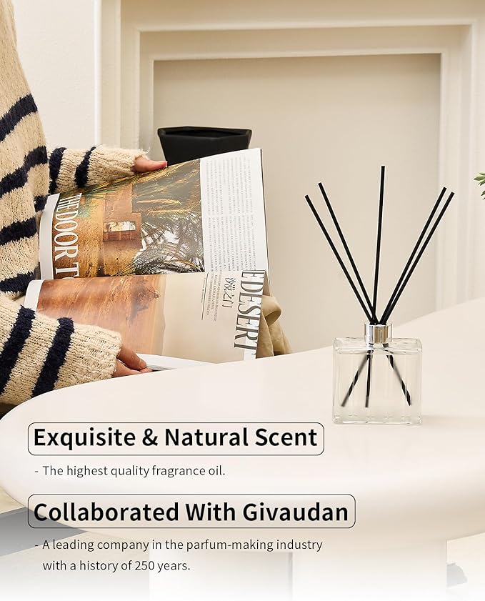 M&SENSE Pine Forest Reed Diffuser Set - 7.04oz Scented Diffusers for Home, Non-Toxic Essential Oil Decor with Sticks, Fragrance Gifts for Bedroom Bathroom Office