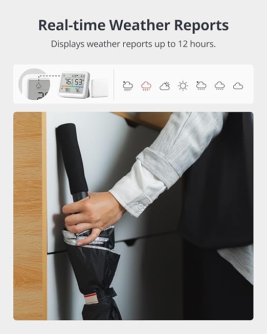 SwitchBot Meter Pro, Digital Hygrometer & Thermometer - Wireless Indoor Temperature & Humidity Monitor with Bluetooth App Control, Real-Time Alerts, Works with Apple Home