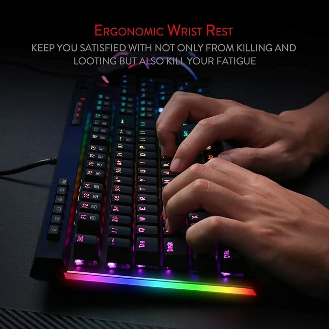Redragon K580 Wired RGB Mechanical Gaming Keyboard, Macro Key & Media Wheel | 5 On-Board Keybinding Buttons for MMO MOBA Games, Dedicated Media Controls, Tactile Brown Switch for Long-Time Typing Feel