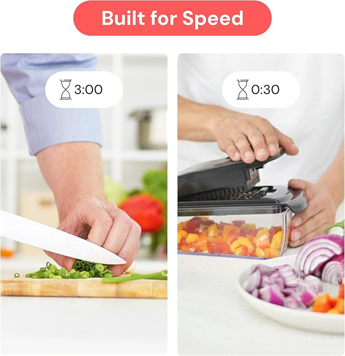 Fullstar Pro Original Vegetable Chopper Kitchen Prep Tool | 2 in 1 Veggie Slicer, Onion & Fruit Cutter with Sharp Stainless Steel Blades & Container, All-in-One Food Prep Tool (Black)