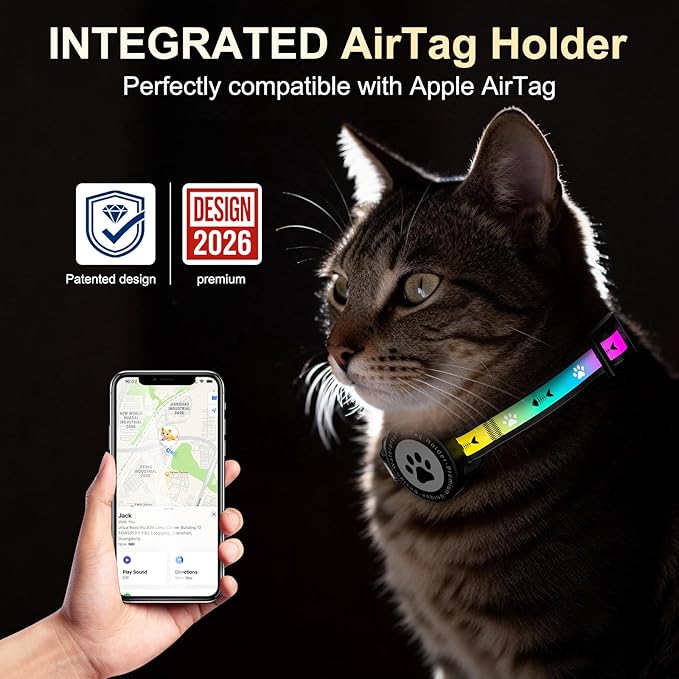 Airtag Cat Collar Breakaway, Reflective Cat Collar with AirTag Holder and Bell, Compatible with Apple Air Tag, Comfortable Padding, Adjustable, Durable (Turquoise, XS)