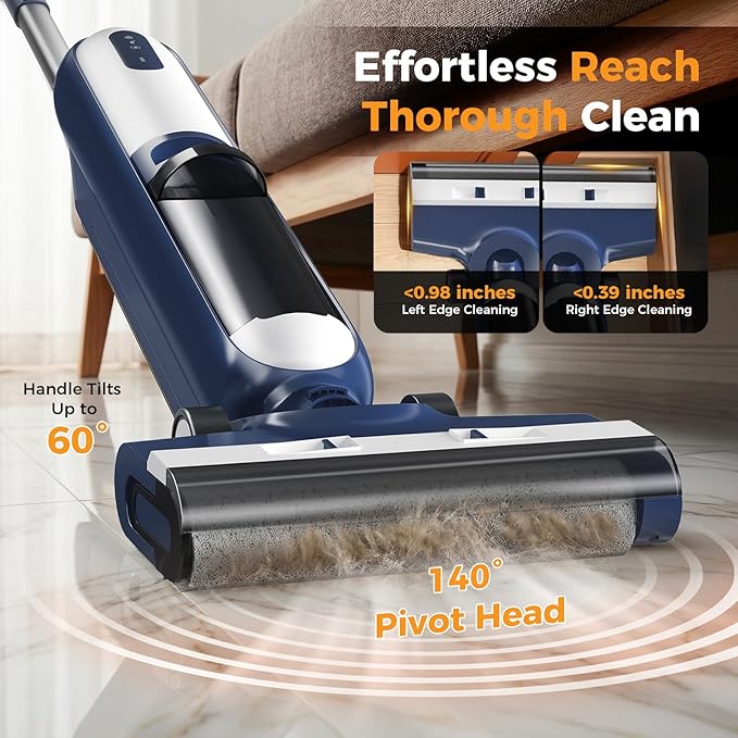OLIXIS Wet Dry Vacuum Cleaner, Cordless All-in-One Vac Mops, Vacuum Mop with Self-Cleaning System, Dual Water Tank Design, Tangle-Free Brush, Dual-Edge Cleaning, 35-Min Runtime