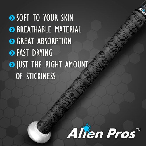 ALIEN PROS Bat Grip Tape - Precut 1.1 mm Pro Feel Baseball Grip Replacement | 2 or 4 Grips Available