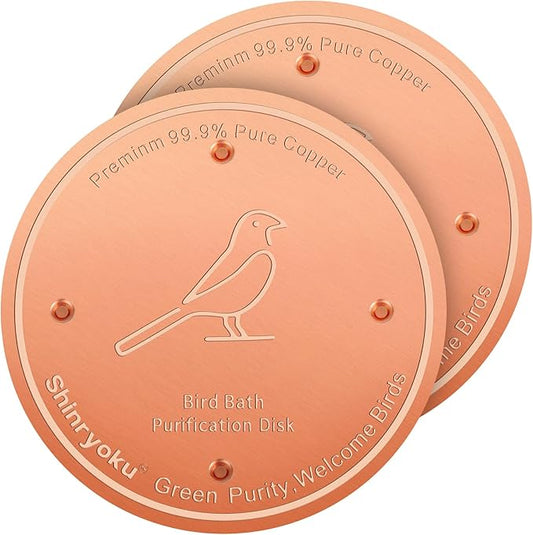 2pcs Bird Bath Copper Disk, Premium 99.99% Pure Copper, Less Cleaning Frequency, 0.6mm Pure Copper Cleaning Disk, Bird Bath Accessories, Physical Safe Water Purify Outdoor Bird Bowls