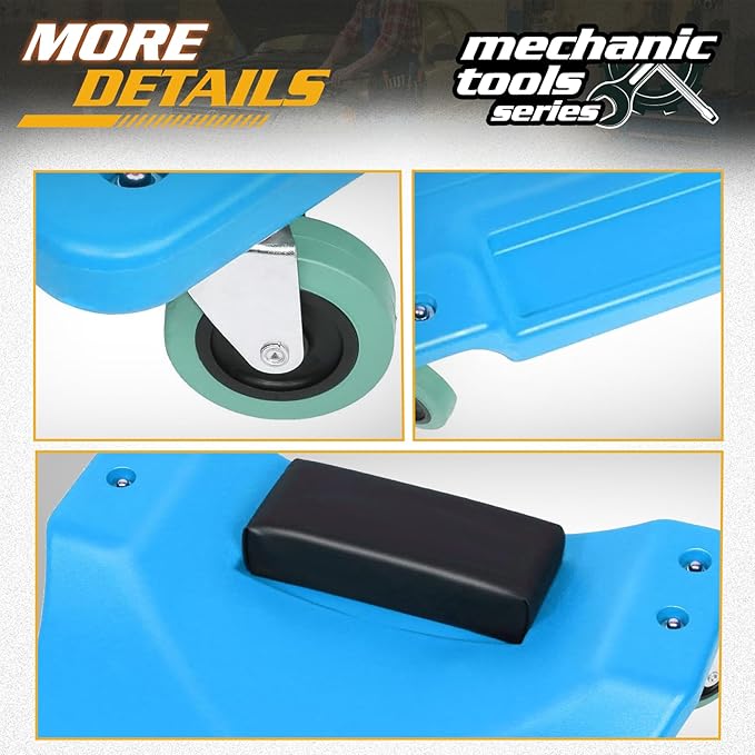 Magshion Automotive Creeper Under Car Roller, 40 Inch Low Profile Creepers with Padded Headrest and Tool Tray, 330 lbs Capacity Portable Floor Creeper for Home Garage Automotive Shop (Blue)