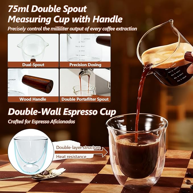 7 Pcs 53mm Espresso Accessories Kit, Spring Loaded Calibrated Tamper, WDT Tool, Coffee Measuring & Espresso Cup and Tamper Mat, Puck Screenr & Dosing Funnel, Fit 54mm Espresso Machine Accessories