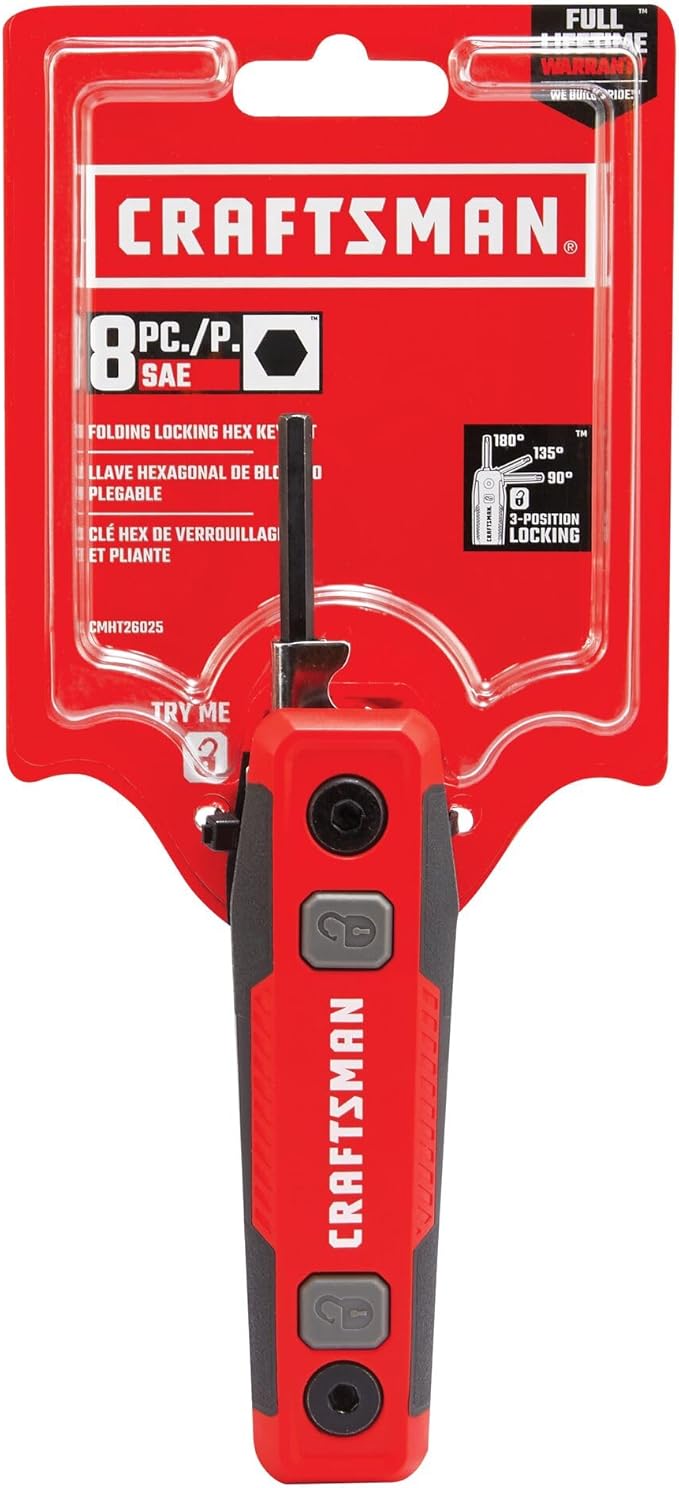 CRAFTSMAN Hex Key Set, SAE, Folding Locking 8 Piece (CMHT26025) (Pack of 6)