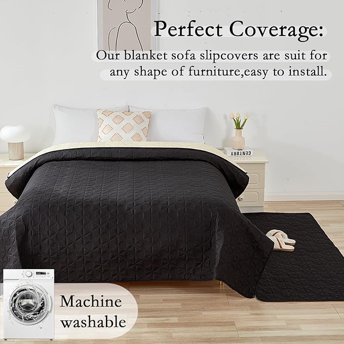 Waterproof Dog Bed Cover Pet Blanket, Soft Pet Couch Covers for Sofa Washable, Bed Couch Sofa Furniture Protector for Puppy Cat Kids (Black,210 * 210 CM)