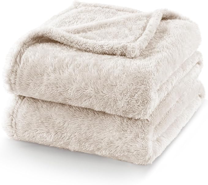 Exclusivo Mezcla Fuzzy Plush Fleece Bed Blanket Twin XL Size, Beige | 90x66 Inches, Super Soft and Cozy Bed Blanket, Fluffy Blanket for Bed, College Dorm Room Essentials, All Season