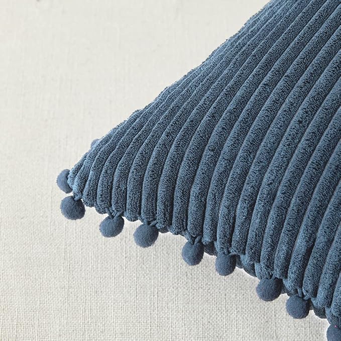 Fancy Homi 26x26 Pillow Covers Set of 2, Euro Pillow Covers with Pom-poms, Dusty Blue Big Throw Pillow Covers for Couch Bedroom 66x66 cm