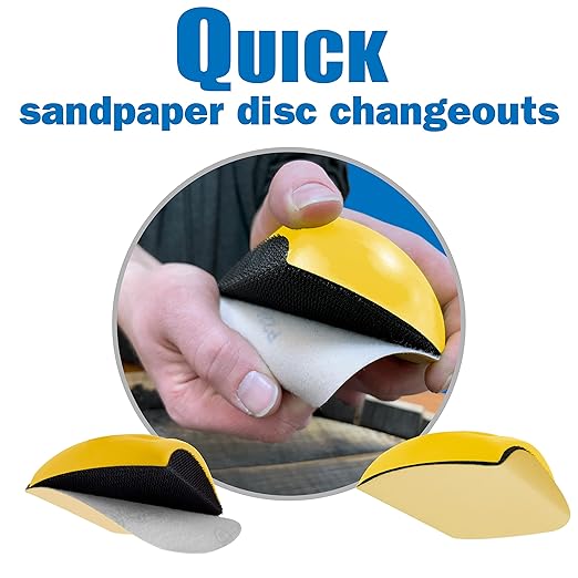 5" Sanding Mouse Block for Furniture Restoration, Home, Automotive, Hook and Loop Sanding Block, Accepts Standard Orbital Discs (5" Sander Mouse)