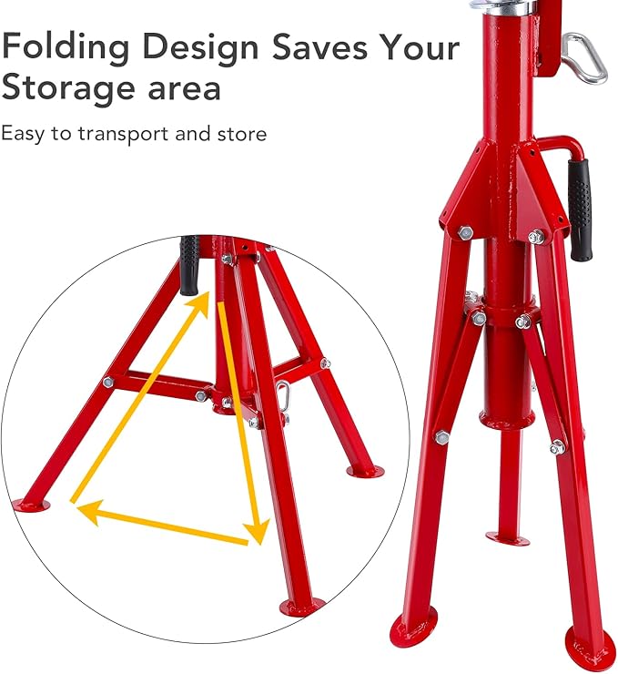Garvee V Head Pipe Jack Stand,1/8 in-12 in Capacity,Adjustable Height 28 in -52 in, 2500 LB,Heavy Duty Carbon Steel Body More Durable, Folding Portable Pipe,Steel Jack Stands