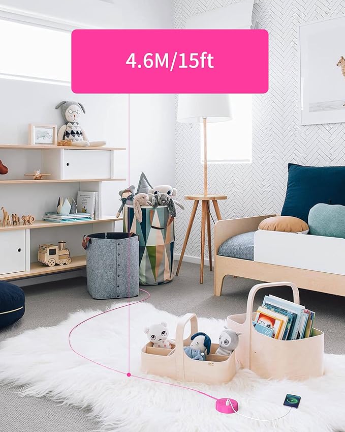 15 ft Extension Cord Power Strip with USB, NTONPOWER Mountable Power Strip Flat Plug with 3 Outlet 2 USB, ETL Listed, Desktop Charging Station, Compact Size for Home Office Dorm Room Nightstand, Pink