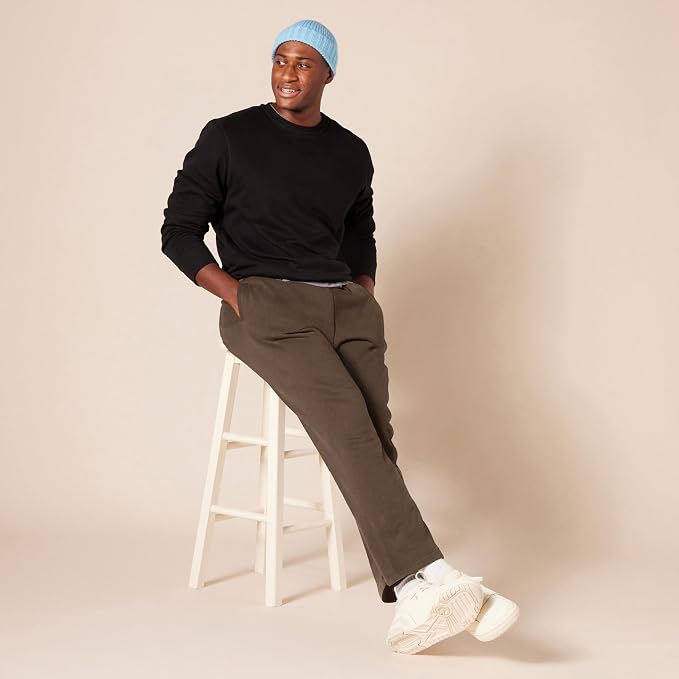 Amazon Essentials Men's Relaxed Straight Leg Fleece Open Bottom Sweatpant (Available in Big & Tall)