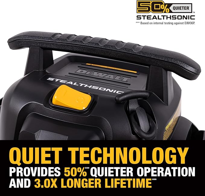 DEWALT 6 Gallon STEALTHSONIC Shop Vac with HEPA Filter, HEPA Shop Vacuum Wet and Dry for Home, Garage, Workshop, Jobsite