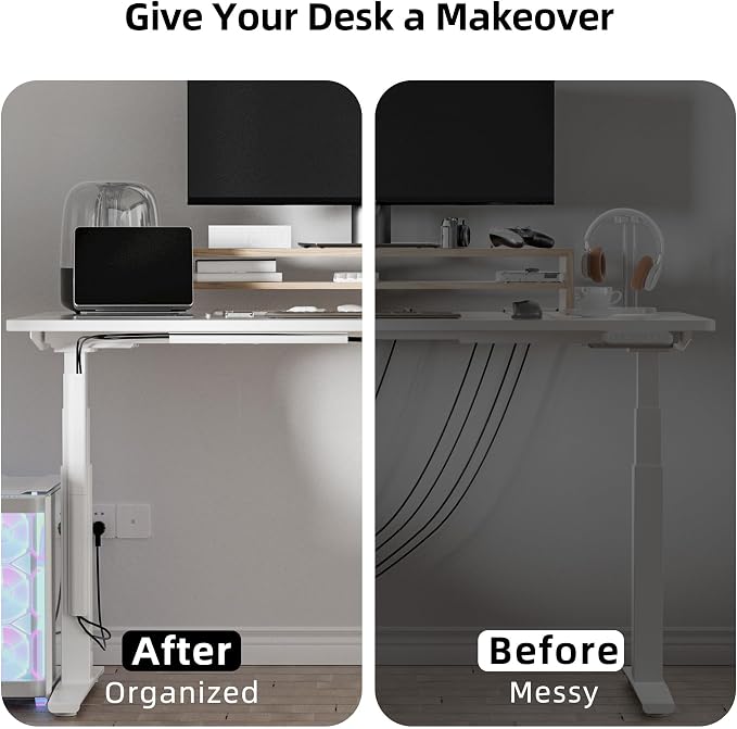 YECAYE Cable Management Under Desk, 6pack, White | Easy Install Adhesive Mount;Cord Hider;Cord Organizer;Wire Management;Wire Hider for Office Organization;Child & Pet Proof