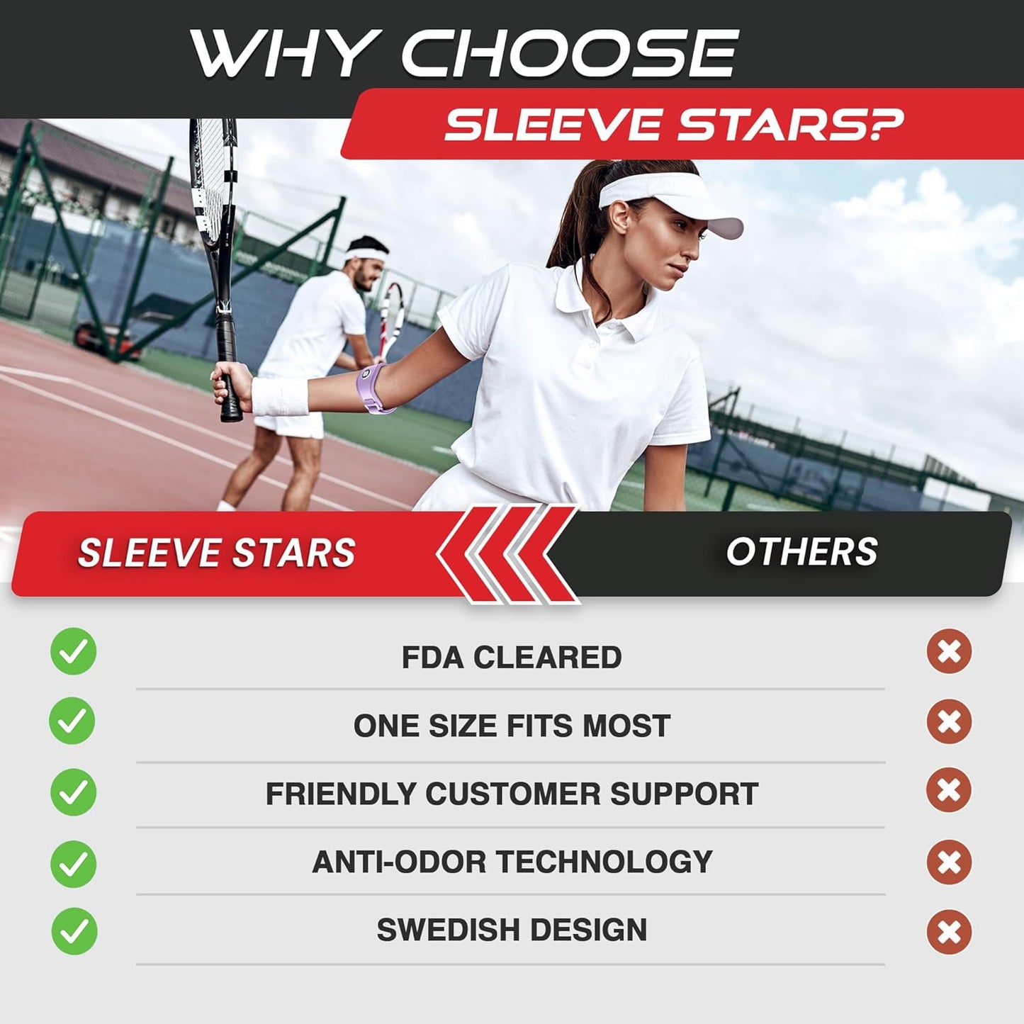 Sleeve Stars Tennis Elbow Brace for Women - Adjustable Tennis Elbow Strap, Golfers Elbow Brace for Men, Counterforce Brace for Tennis Elbow for Tendonitis Relief, Fits 9"-23" (Pair/Light Purple)