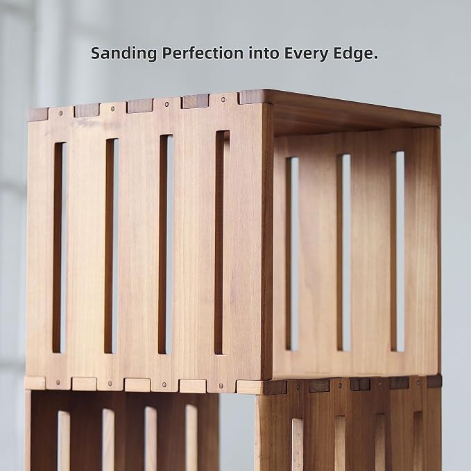 Wooden Rotating Bookshelf, 360°Spinning Deep-Bin Tower for Art Books&Large Formats, Solid Wood Revolving Bookcase, Floor Standing Storage Rack,Corner Organizer,Small Space,study,Office, 4-Tier