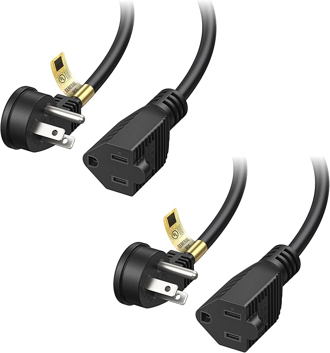 [UL Listed] Cable Matters 2-Pack Low Profile Flat Plug Extension Cord (Power Extension Cable) 10 Feet (NEMA 5-15P to NEMA 5-15R)