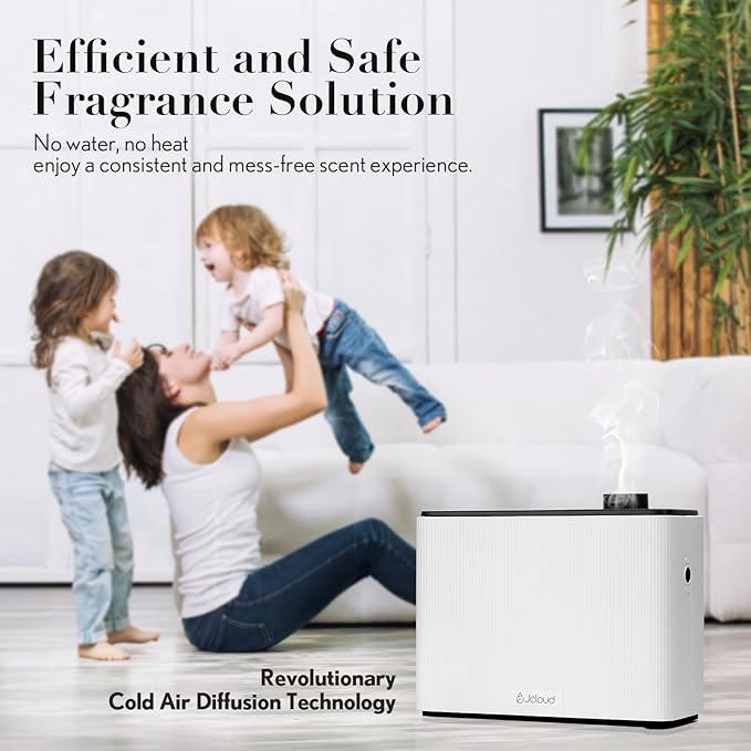 JCLOUD Smart Scent Air Machine 1000ML, Hotel Scent Diffuser Cover Up to 4500 Sq. Ft., Waterless Cold Air Diffuser for Home, Aromatherapy Diffuser for Essential Oils Large Room, White