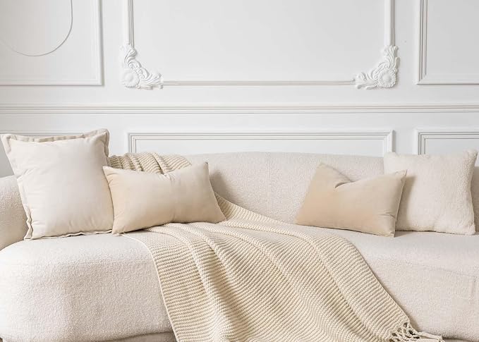 14x24 Pillow Covers Set of 2 Decorative Velvet Throw Pillow Covers,Khaki | Luxury Soft Cushion Covers with Invisible Zipper for Couch Sofa Bed Living Room Bedroom Home Decor