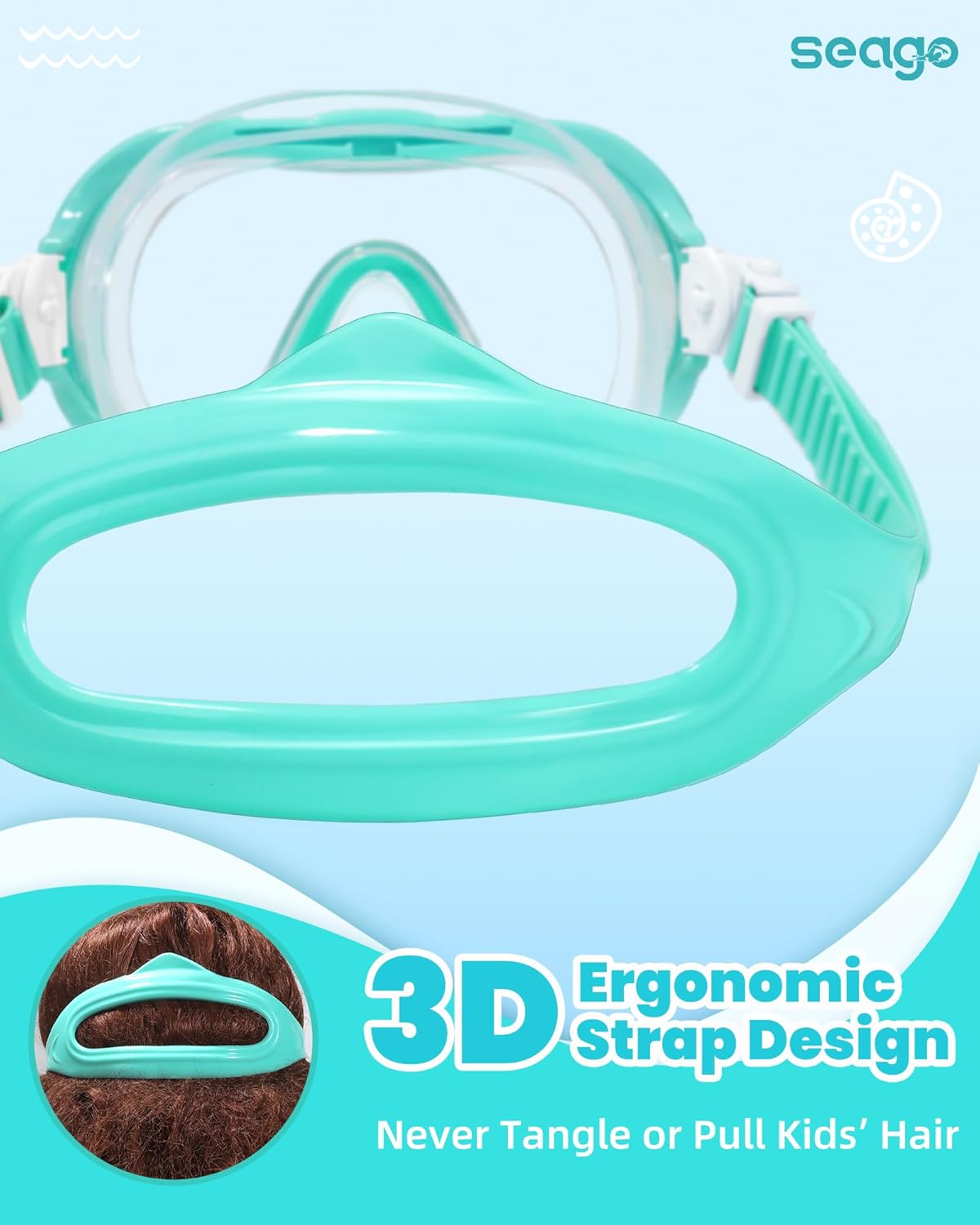 Seago Swim Goggles - 2 Pack with Nose Cover for Kids Ages 6-14 | Wide-Frame Design for Comfort