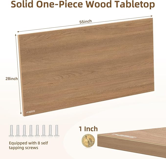 Universal Solid One-Piece Wood Table Top, 55"x28"x1" Workbench Top - Rectangular Particle Board for Standing Desk, Home Office Desk Countertop DlY, Washer Dryer, Coffee, Bar Tabletop