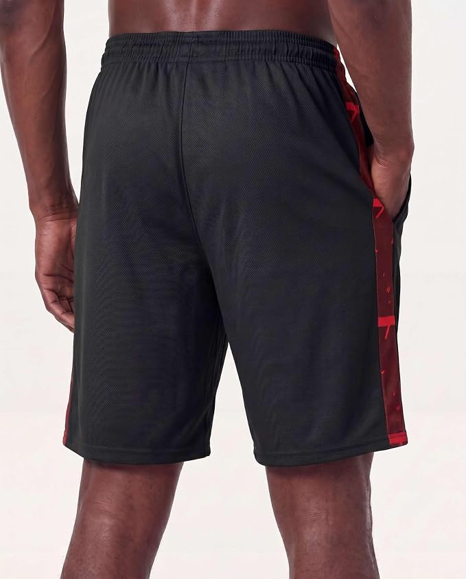 5 Pack Men's Mesh Shorts Athletic Basketball Sports Gym Workout Pockets | Cooling Moisture-Wicking, 9", Long, Quick-Dry, Breathable, Elastic Drawstring Waistband. Running, Exercise, Soccer, Training.