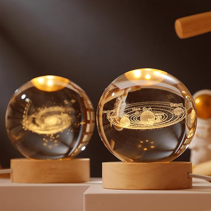 Happyhaves Calming Stellar Spheres,Happy Haves Light Sphere,The Galaxy, Saturn, Astronomy Calming Cosmic Lights, Crystal Ball Night Light with Base for Bedroom Living Room Decor (Starry Sky Walk)